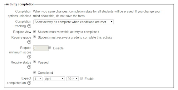 Moodle dialog box for scorm integration