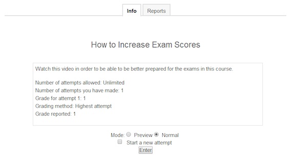 Moodle dialog box for scorm integration