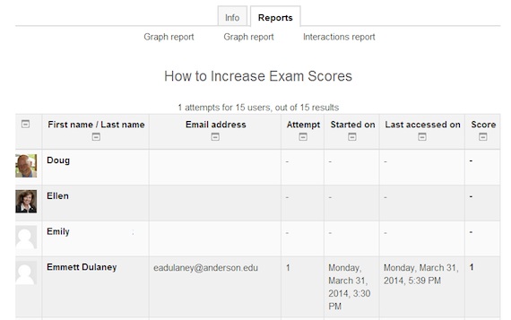 Moodle dialog box for scorm integration