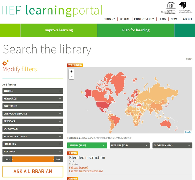 The IIEP Learning Portal offers summaries of and links to research on ways to improve learning, with coverage of teachers and pedagogy, learners, curriculum, schools and classrooms and education system management.