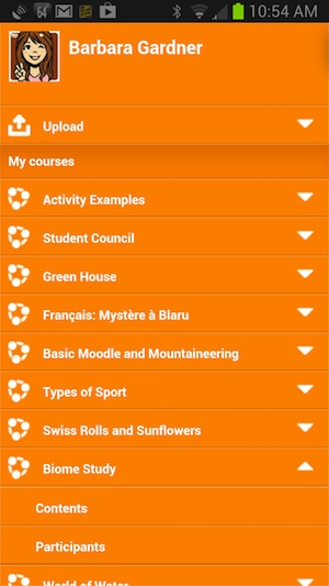Moodle Mobile 1.2.1 running on a Samsung Galaxy Note II (Android 4.1.2).