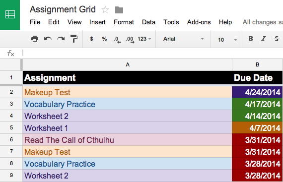 google sheets example 5