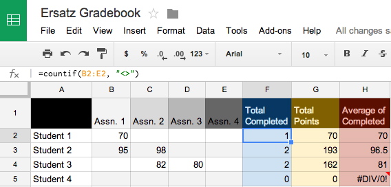 item count example in google sheets