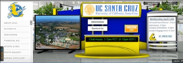 CollegeWeekLive already holds numerous virtual college fairs, like this one for UC Santa Cruz.