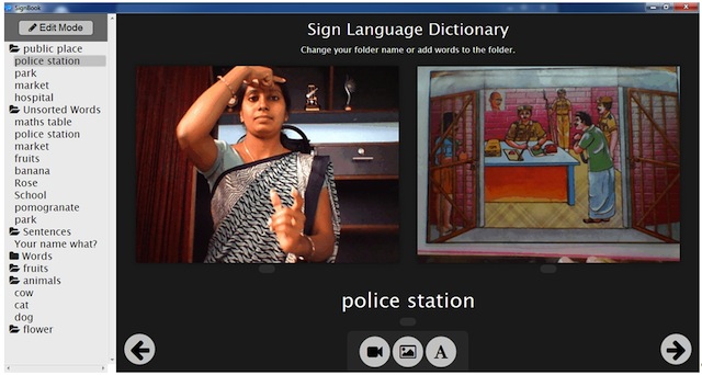 SignBook is an open source program that allows teachers to create custom video dictionaries of local sign language.