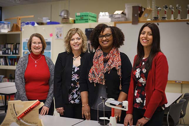 From left to right, Jennifer Chauvot, chair, Department of Curriculum and Instruction; Paige Evans, clinical professor, teachHOUSTON; Leah McAlister-Shields, teachHOUSTON academic program manager; and Mariam Manuel, instructional assistant professor, teachHOUSTON. Source: University of Houston