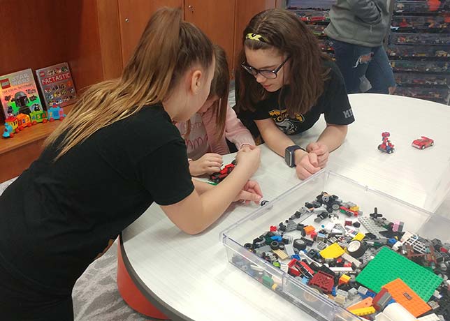 Montour Elementary students collaborate on designing and building cars, which they will then race down a custom track built by Montour High School students. That's just one set of hands-on activities in Montour Elementary's new Brick Makerspace, which formally opened Feb. 22.