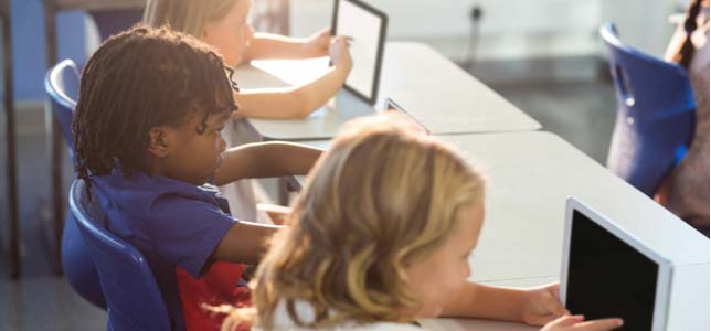 <p>Almost half of all students globally use a desktop computer  during lessons at school, but new technologies have not superseded traditional  tools and blended learning, according to a <a href=
