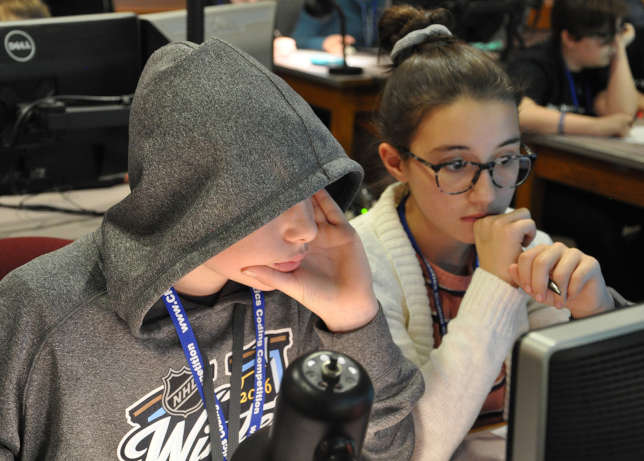 The students were competing in the finals of the 2018 New Hampshire Cyber Robotics Coding Competition, held Dec. 15 at the University of New Hampshire campus in Durham. 