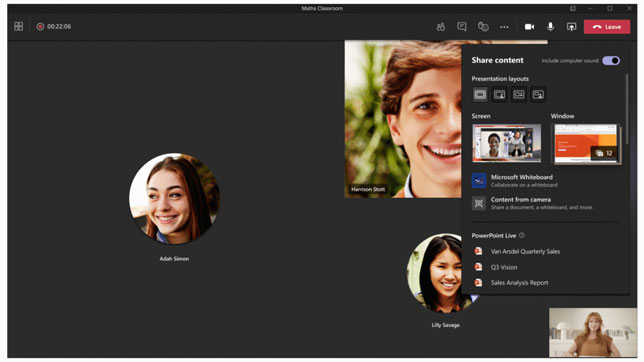 Microsoft Teams content from camera feature