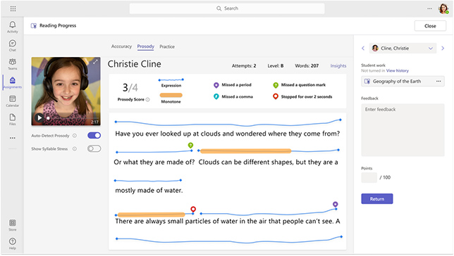 Microsoft Education is introducing 'prosody' detection capabilities within its Reading Progress app so teachers can understand more specifically where a student is struggling.