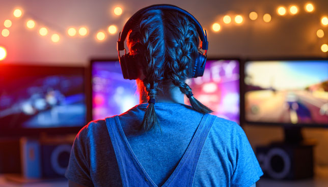 Girl playing video games