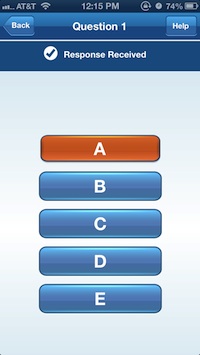 i>clicker GO multiple choice screen on iOS