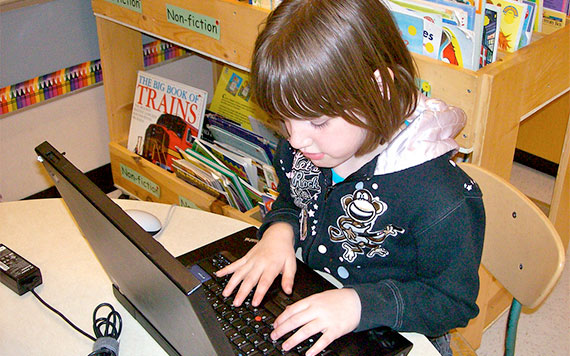 young student blogging for digital portfolio