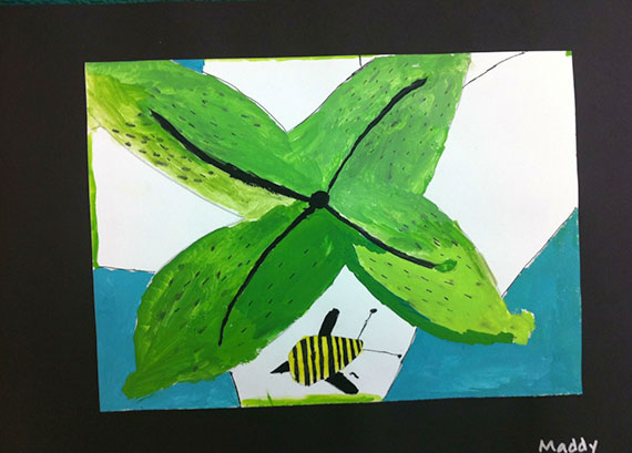 painting of a leaf & a bug
