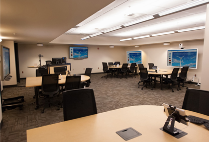 The Doceo lab features five collaboration centers with touch displays and iPads.