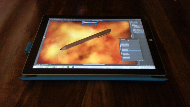 The Surface Pro 3 pressure-sensitive stylus gives users a more natural drawing and painting experience.