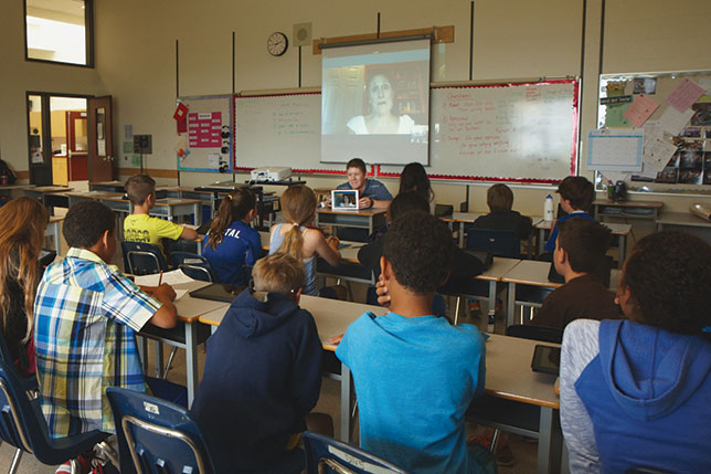 Classes at White Rock Elementary School connect with authors around the world by Skyping with their laptops and iPads.