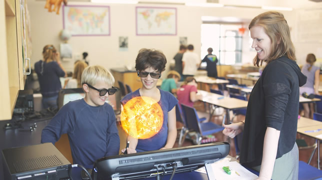 Students at Lee Mathson Middle School in East San Jose, CA use zSpace to manipulate virtual 3D images, making 3D learning more interactive.