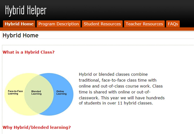 White Bear Lake High School's Hybrid Helper site is designed to be a 