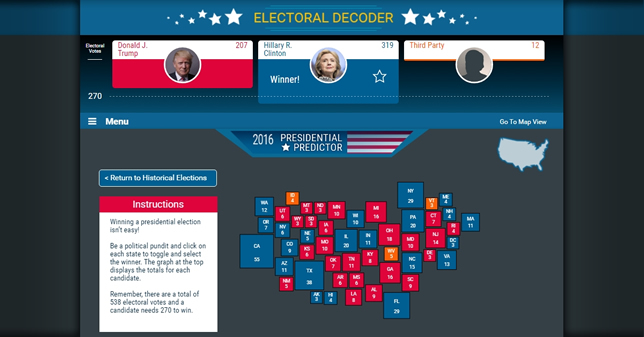 Election Central is designed to help students understand the Electoral College and other topics related to this year's election.