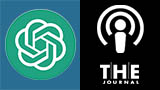 Image shows a podcast icon and a ChatGPT icon with the words THE Journal