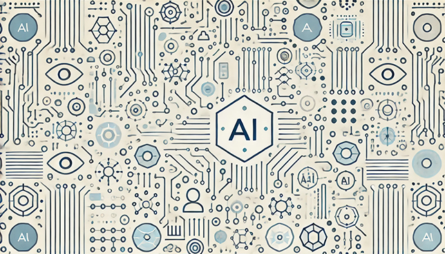 AI-themed background with sparse circuit lines and minimal geometric shapes