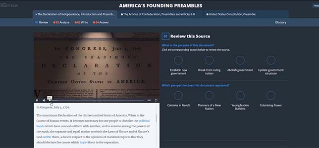 The new version of DBQuest from iCivics was redesigned for easier sharing, use on tablets, teacher tracking of student progress and simpler addition of new teaching modules. The work was supported with a grant from the Library of Congress and relies on the use of primary sources from the library