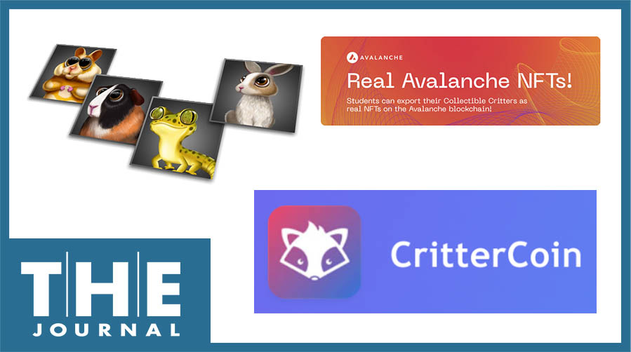 Logo representing CritterCoin and images showing NFT rewards for students