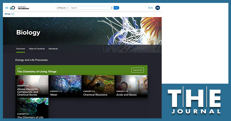 Screenshot of Discovery Education Science Techbook Biology course homepage