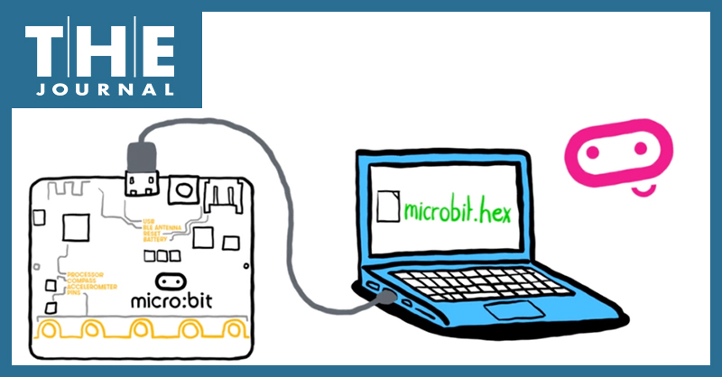 illustrated drawing of a microbit plugged into a laptop