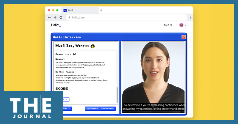 Screenshot of the Hallo platform showing a student interaction with the AI-powered career coach chatbot Boris