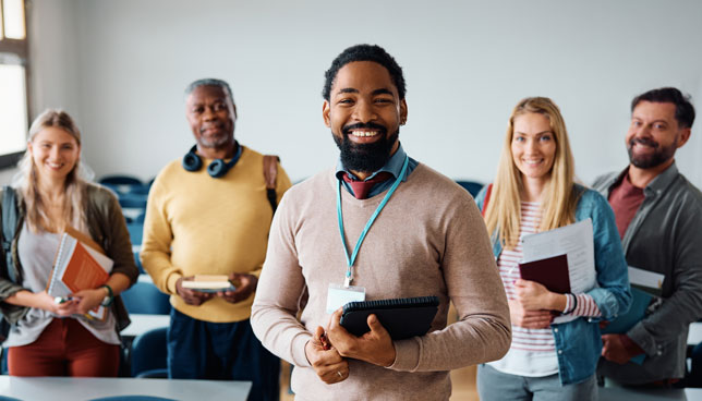 group of smiling teachers