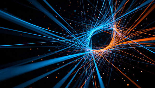 Abstract Network of Blue and Orange Lines