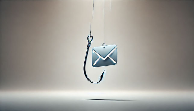 sleek fishing hook with a translucent email icon hanging from it