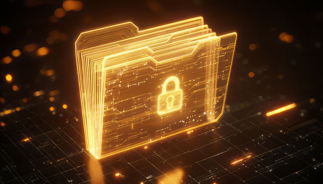 digital file folder with padlock symbol