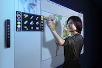 The uBoard creates an interactive whiteboard out of a standard projector and PC.