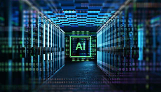 AI logo near computer equipment