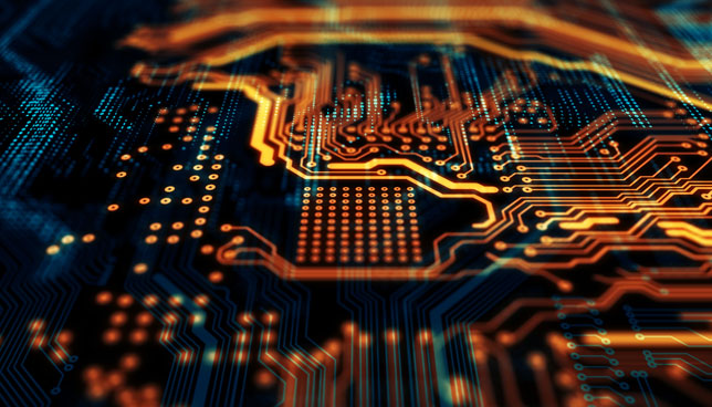 glowing circuit patterns
