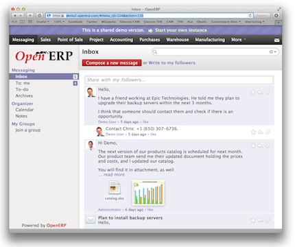 New collaborative communications features in OpenERP 7.0