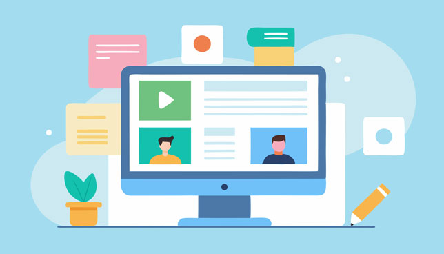 computer screen with various learning materials