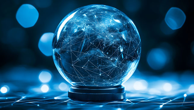 glowing crystal ball with network connections