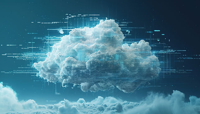 cloud with binary code and technology imagery