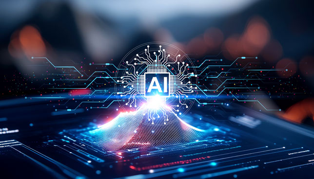 abstract AI technology with glowing digital interfaces