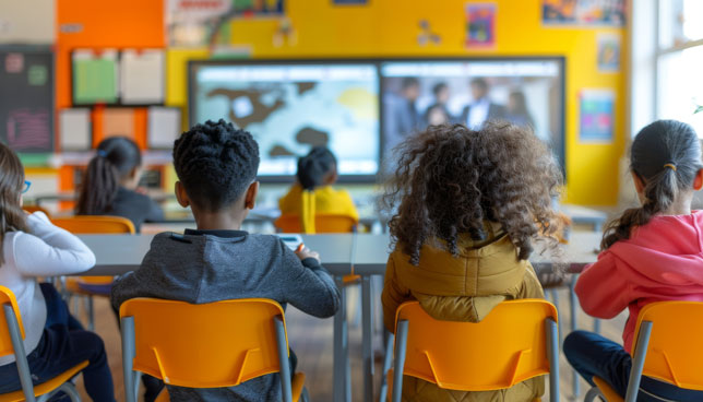 rear view of students in a classroom