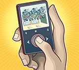 hand holding mobile device