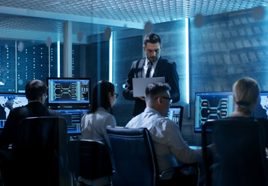team in a cybersecurity operations center