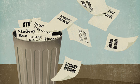 papers flying out of a trashcan