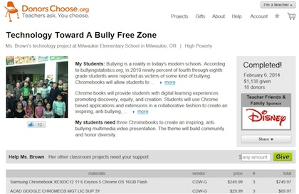Milwaukie Elementary School Teacher Harmony Brown turned to DonorsChoose to raise money to buy Chromebooks for her classroom.